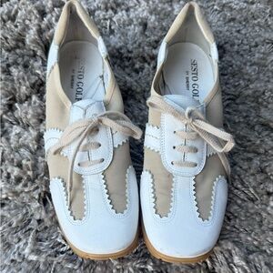 Sesto Meucci Women's Cream and White Golf Sneakers